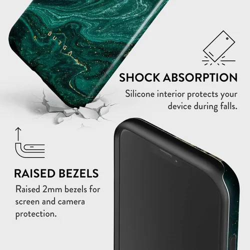 Vista 5 de BURGA - Funda compatible con iPhone 12 PRO, apta para carga inalámbrica, carcasa rígida híbrida de 2 capas + funda de silicona, protección