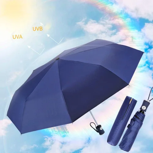 Vista 2 de FDJASGY - Sombrilla de viaje plegable y compacta, con apertura y cierre automático, para resistente al viento, a la lluvia y al 99.9% de protección