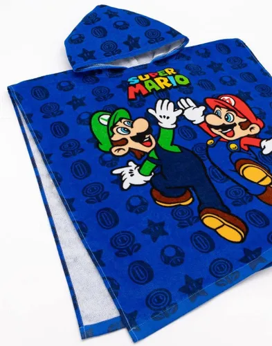Vista 6 de Super Mario Toalla Poncho para niños Toalla de baño de personajes de juegos para niños Mario Brothers Luigi & Mario Star Blue Changing Robe