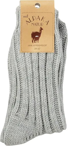 Vista 2 de Leo Design Paquete de 2 calcetines de lana de alpaca natural y cordero para hombres y mujeres, mezcla gruesa y pesada, invierno, térmicos