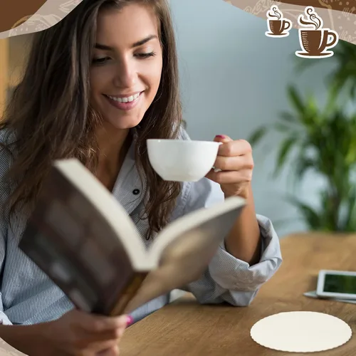 Vista 5 de Harloon 8 Pcs Disposable Paper Coasters for Drinks Bulk 4 Inch Bar Cardboard Scalloped Edge Absorbent Round Coasters for DIY Crafts Cup Catering