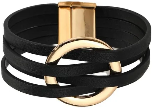 Vista 10 de Fuqimanman2020 Brazalete de cuero con encanto circular en forma de círculo, brazaletes de cuero envolventes hechos a mano, brazaletes de pulsera
