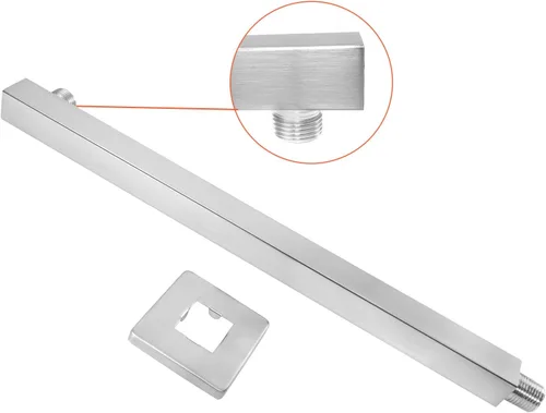 Vista 4 de NearMoon Brazo de ducha de 16 pulgadas, extensor de extensión de cabezal de ducha de lluvia, con brida y cinta de teflón, hecho de acero inoxidable