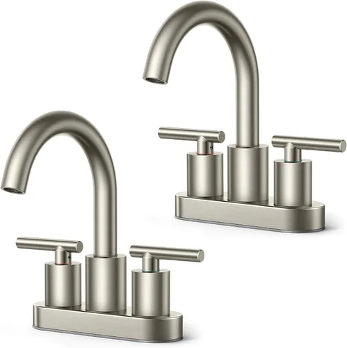Vista 12 de FORIOUS Grifo de lavabo de baño de oro cepillado de 4 pulgadas, 2 agujeros