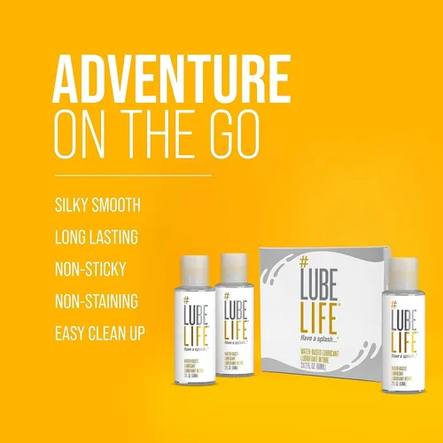 Vista 4 de LubeLife Lubricante a base de agua - Lubricante personal para hombres, mujeres y parejas, tamaño de viaje, no mancha, fácil de limpiar, seguro