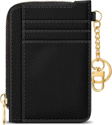 Vista 21 de GIANCOMICS Cartera delgada con tarjetero para mujer, funda pequeña con bloqueo Rfid, llavero de bolsillo delgado con cremallera curvada, tarjetero
