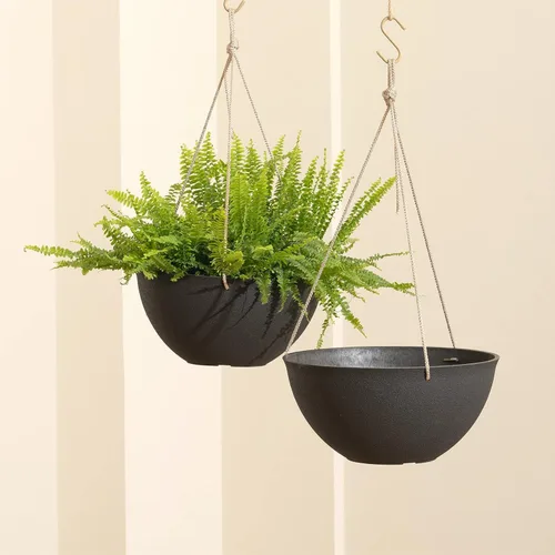 Vista 6 de La Jolie Muse - Macetas colgantes para plantas al aire libre, maceta colgante grande con agujeros de drenaje, macetas colgantes negras para flores