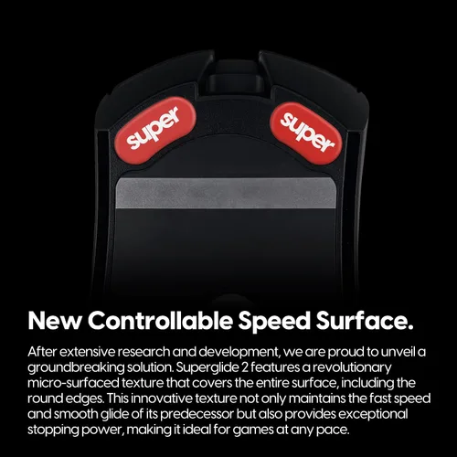 Vista 2 de Superglide2 - Nueva superficie de velocidad controlable más rápida y suave, pies de ratóndeslizamientos fabricados con vidrio ultra fuerte, suela