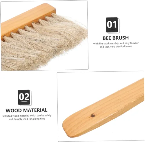 Vista 8 de SUPVOX Cepillo de abeja resistente con mango de madera para apicultores para mantenimiento de colmenas