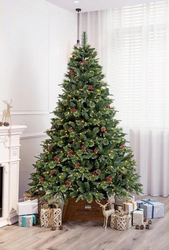 Vista 9 de Árbol de Navidad realista de 6 pies con bisagras (6 pies sin iluminación)