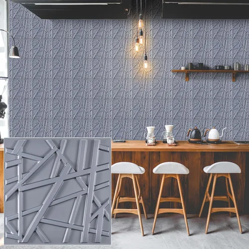 Vista 20 de Heikki Paquete de 30 paneles de pared 3D para decoración de pared interior, paneles de pared con textura de flores de PVC para sala de estar Negro-YJ