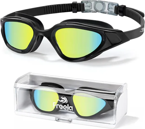 Vista 10 de Freela Gafas de natación polarizadas unisex para adultos, protección UV400, antivaho de 180° de ancho, visión clara para hombres, mujeres y jóvenes