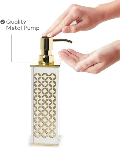 Vista 5 de Creative Scents Dispensador de jabón de manos Diamond Lattice para baño, dispensador de loción decorativo para encimera con bomba de metal duradera