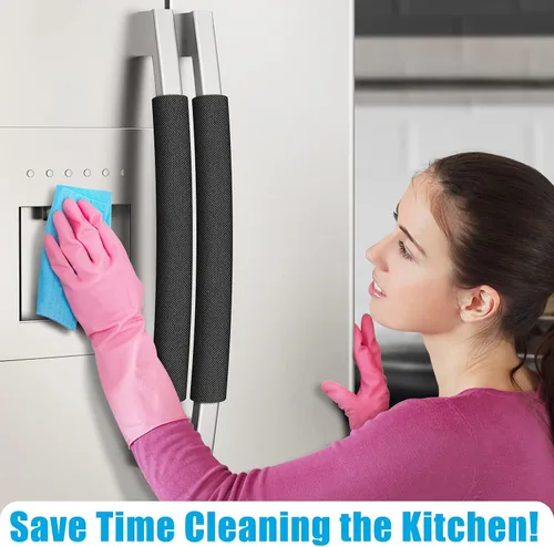 Vista 4 de Juego de 6 fundas para manijas de puerta de refrigerador, recortables, lavables, fundas para manijas de electrodomésticos, protector de manija