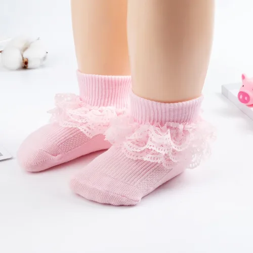 Vista 6 de BQUBO - Calcetines para bebés y niñas calcetines de encaje con volantes calcetines para recién nacidoniños pequeños calcetines con ojales calcetines