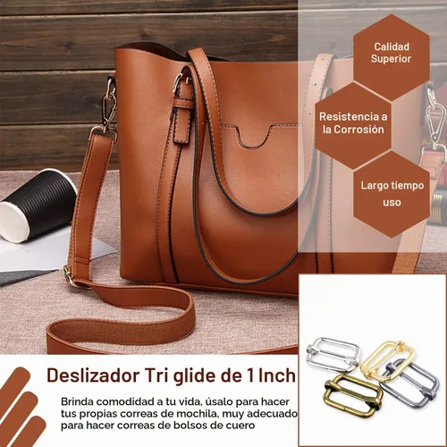 Vista 3 de CooBigo Paquete de 25 hebillas deslizantes ajustables de metal de 1 pulgada, ajustador rectangular Tri-Glide, deslizador de correa de tirantes