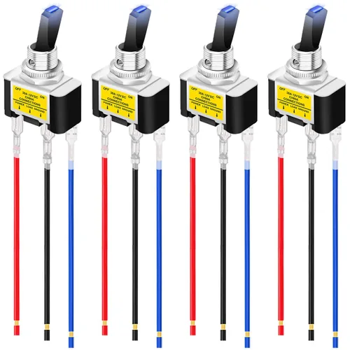 Vista 9 de 10 interruptores de palanca de 20 A 12 V CC, resistente al agua, 15 A, 250 V, CA, 20 A, 125 V CA, SPST, 2 pines de encendido/apagado para auto