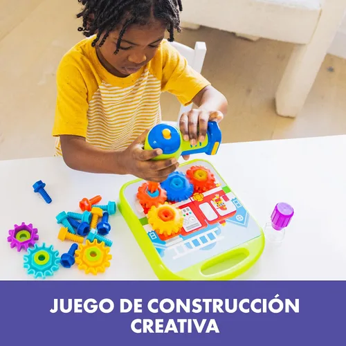 Vista 2 de Educational Insights Taller de Engranajes de Diseño y Taladro - Juguetes de Construcción y Herramientas para Niños Pequeños, Set de Herramientas