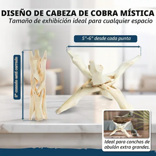 Vista 3 de Alternative Imagination Soporte de Exhibición de Trípode de Madera - Soporte Tallado a Mano de 8 Pulgadas Hecho de Madera de Mango - Soporte Natural