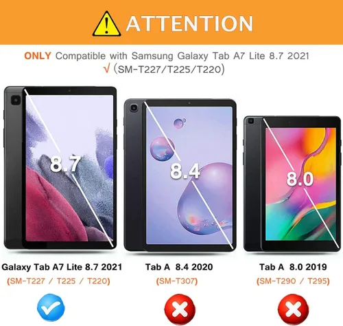 Vista 2 de Funda para niños para tablet Samsung Galaxy Tab A7 Lite de 8.7", protector de pantalla integrado, funda protectora con mango y soporte a prueba