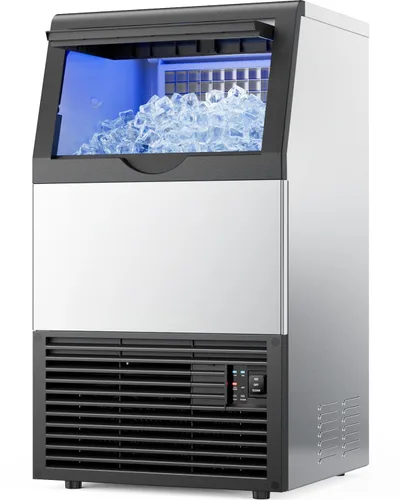 Vista 13 de Mojgar Máquina de hielo comercial 200lbs/24h con contenedor de Plateado