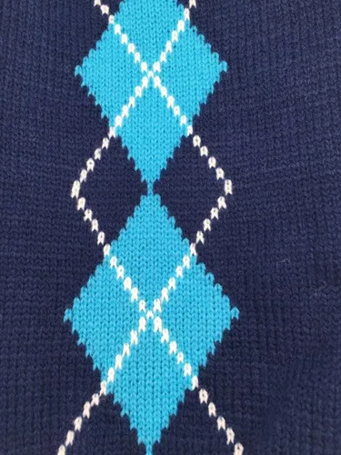 Vista 3 de Suéter Argyle tejido, para mascota Azul