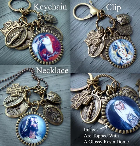 Vista 2 de St. Oscar Romero Keychain, Necklace or Clip, Patron Saint, Catholic Confirmation Gift