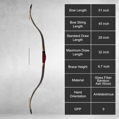 Vista 2 de AF Archery arco recurvo turco, arco de caza laminado tradicional de alto rendimiento de 50" para adultos, jóvenes, principiantes, entusiastas y caza