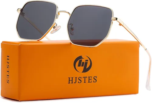 Vista 2 de HJSTES Square Polarized Sunglasses Womens Men Trendy Hexagon Frame Sun Glasses UV400 Protection
