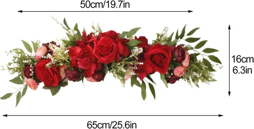 Vista 2 de Arreglo floral de cenador artificial, diseño rústico y floral, para decoración de mesa de boda, recepción, telón de fondo (rosa)