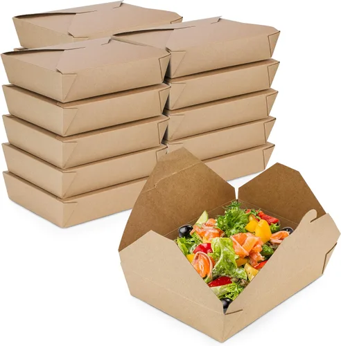 Vista 8 de Fit Meal Prep Paquete de 50 recipientes desechables de 48 onzas para llevar para microondas, cajas de papel kraft para llevar, contenedores