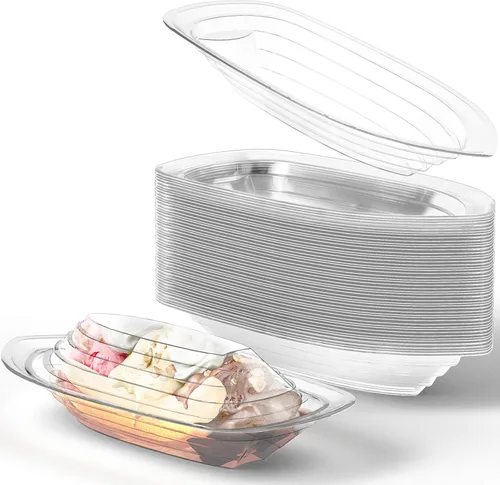 Vista 8 de Super Fun - Botes divididos de plátano reciclables, 50 unidades. Los mejores cuencos de helado desechables largos de 12 onzas. Copas de plástico 340