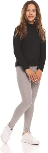 Vista 2 de Conjunto de camisa de manga larga con cuello alto para niñas, de algodón, capa base, paquete de 4, color negro, blanco, gris y rosa