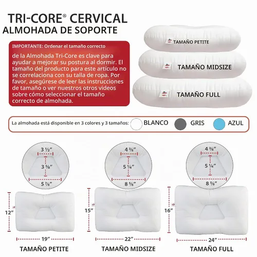 Vista 9 de Alivio cervical ergonómico del dolor del cuello de la almohada del Tri-Core SZ WH suave Blanco