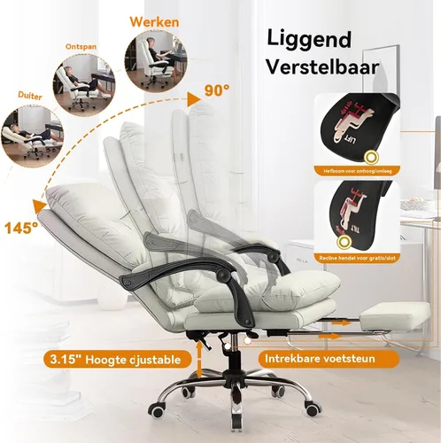Vista 6 de Office Chair with Soft Cushion, High Backrest Gaming Chair, Executive Writing Chair with Footrest, Ergonomic Leather Computer Chair for Home Office