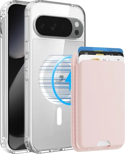Vista 22 de Funda magnética para Google Pixel 9A con soporte para tarjetas, funda magnética desmontable, [compatible con MagSafe] a prueba de golpes con ranura