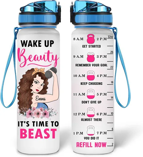 Vista 9 de Hyturtle Botella de agua motivacional personalizada de 32 onzas con objetivos de fitness de 1 litro, nombre personalizado con marcador de tiempo
