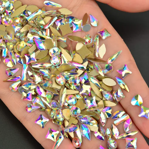 Vista 5 de Massive Beads Gemas de diamantes de imitación de cristal con parte trasera plana mixta para arte de uñas 3D para teléfono DIY