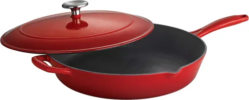Vista 2 de Tramontina Sartén de hierro fundido esmaltado y horno holandés Sartén perfecta para freír, sellar, estofar y cocinar de horno a mesa