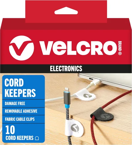 Vista 9 de Guardacables de la marca VELCRO Clips de cable de nailon suave organizan cables en hogar, oficina, escritorio o mesita de noche Adhesivo