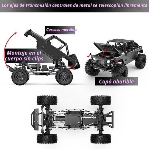 Vista 5 de HYPER GO H12Y 1/12 RC Rock Crawlers sin escobillas 4X4 para adultos, camiones RC todo terreno con ejes portal, impermeables con estuche de metal