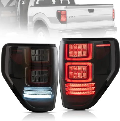 Vista 10 de VLAND Conjunto de luces traseras para Ford F-150 2009-2014, conjunto de lámpara trasera con señal de giro, luces de marcha atrás, Plug-and-play