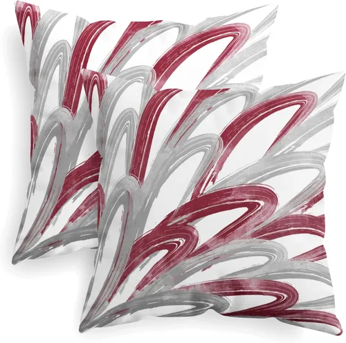 Vista 25 de CaliTime Juego de 2 fundas de almohada decorativas de vellón de dos tonos con plumas abstractas para sofá, cama, decoración de casa rural, 16 x 16