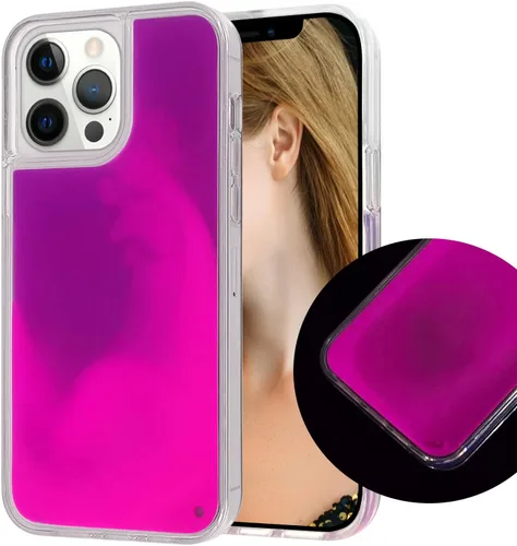 Vista 8 de Losin Funda Quicksand – Lujo que brilla en la oscuridad Noctiluncent Liquid Luminous Sand Hard PC + funda de TPU suave para iPhone 13 Pro Max de 6.7
