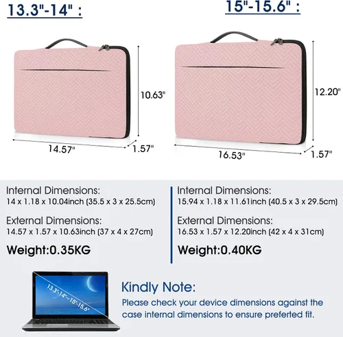 Vista 4 de Funda para laptop de 14 pulgadas, funda impermeable con asa para laptop, bolsa protectora para computadora de negocios compatible