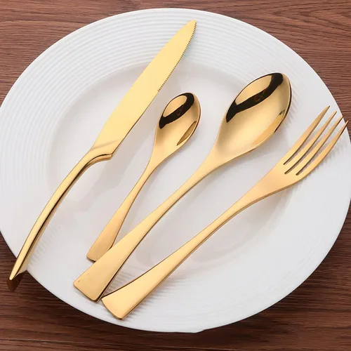 Vista 9 de Juego de cubiertos negros para 6, juego de cubiertos de 24 piezas, incluye cuchillo, tenedor/cuchara, reutilizable, juego de cubiertos de acero