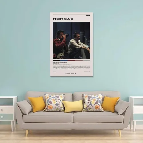 Vista 2 de Póster de película clásica de Fight Club 1999, lienzo, pintura, decoración de pared, póster de dormitorio, gimnasio, regalo decorativo, 12 x 18