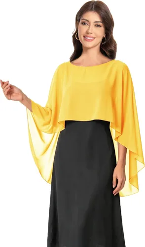 Vista 31 de Baoqiya Women's Shawls and Wraps for Evening Dresses Chiffon Cape verde ( Bean Green )