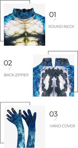 Vista 59 de Disfraz de animal para hombre con estampado de cola grande, overol peludo de elastano para cosplay, fiesta de Halloween