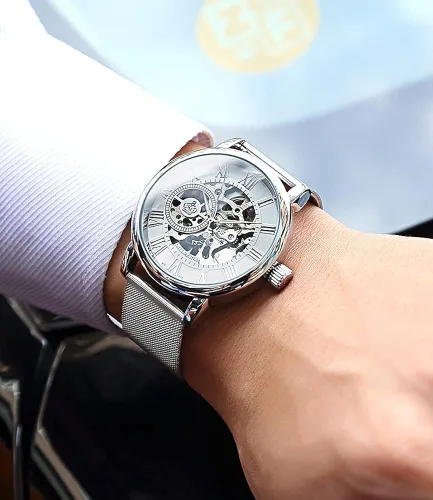 Vista 2 de Sweetbless Reloj de pulsera para hombre Royal Classic Roman Index Automatic-Self-Wind mecánico